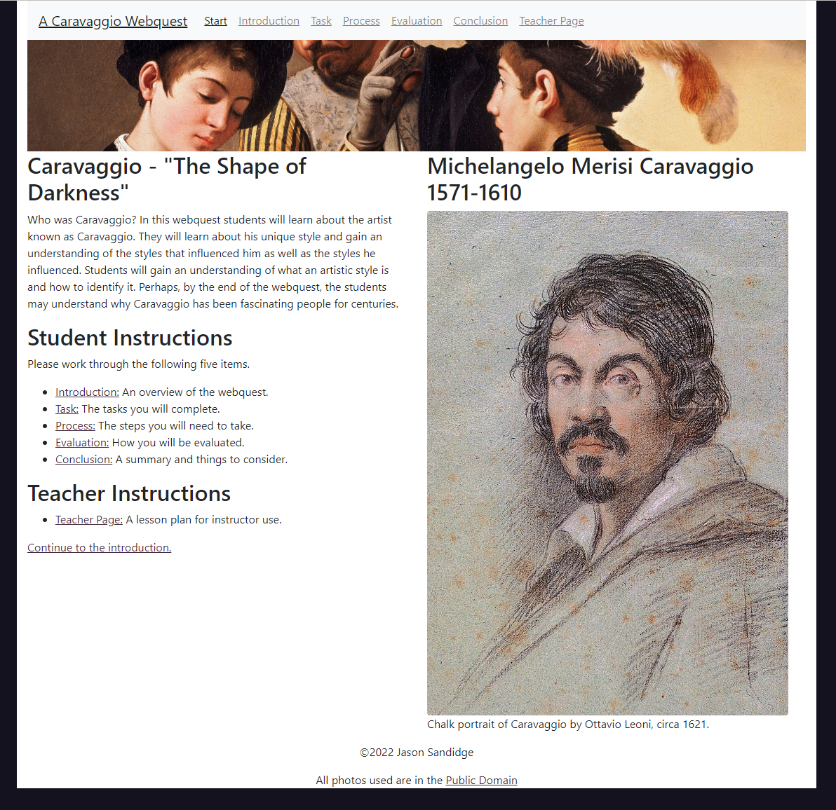 A Caravaggio Webquest
