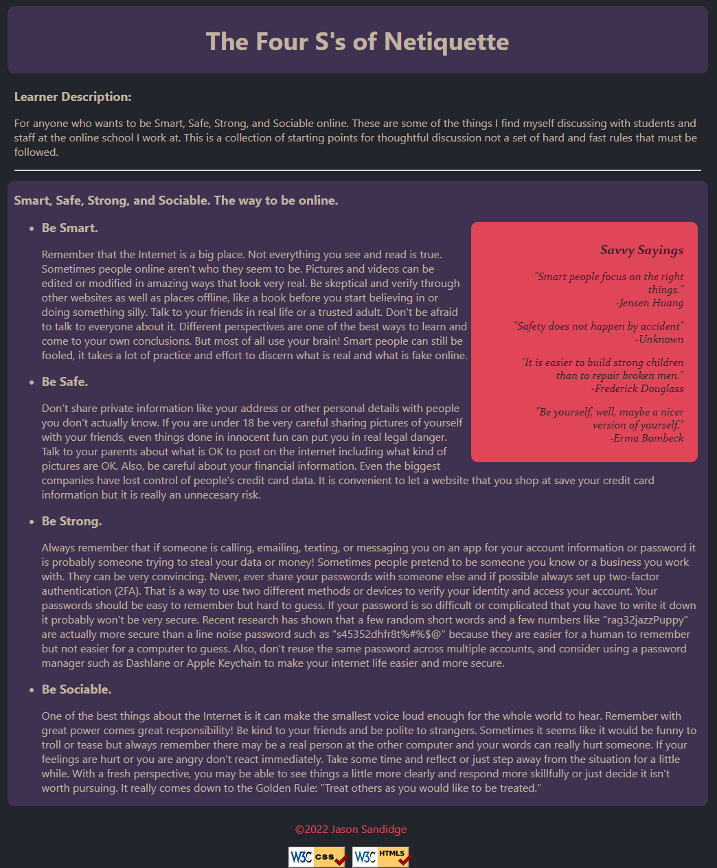 The Four S's of Netiquette - Website