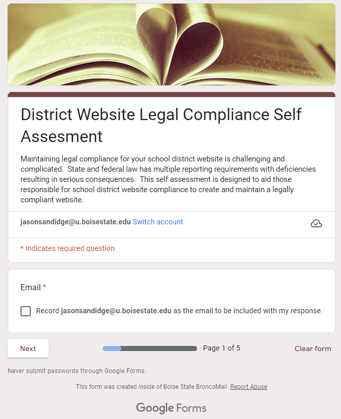 School District Website Legal Compliance Self Assessment